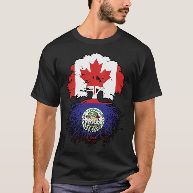 Belize Belizean Canadian Canada Träd Roots Flagga T Shirt (Framsida)