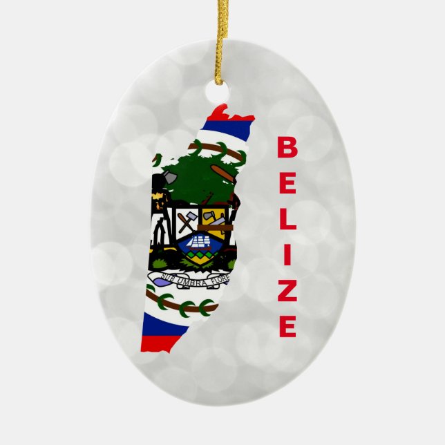 Belize Belizean Flagga Karta Julgransprydnad Keramik (Framsidan)