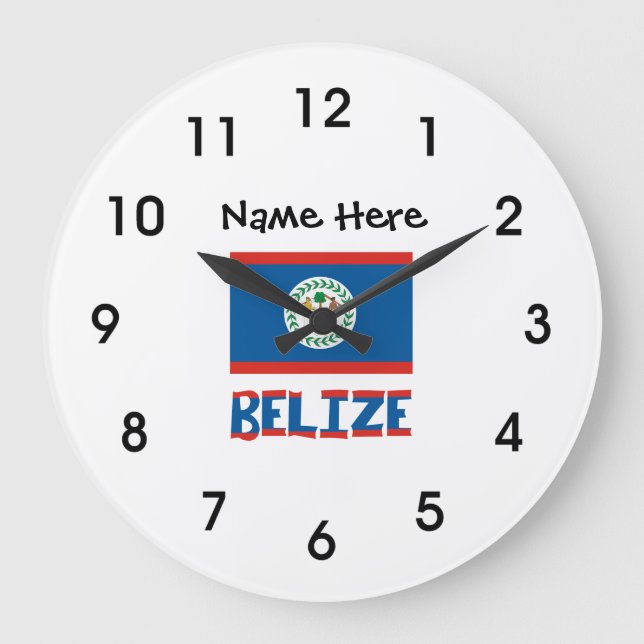 Belize Belizean Flagga Personlig Stor Klocka (Framsida)