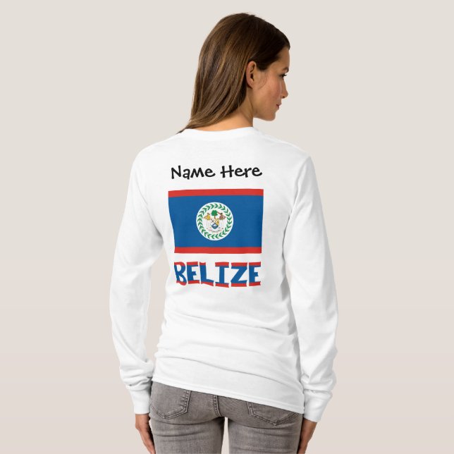 Belize Belizean Flagga Personlig T Shirt (Hel baksida)
