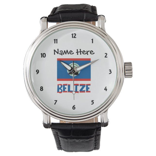 Belize Belizeansk Flagga Personlig Armbandsur (Framsida)