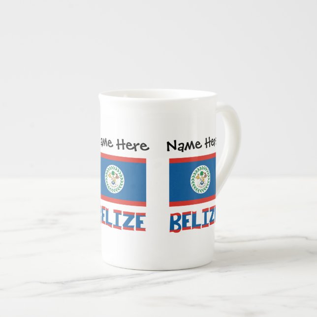 Belize Belizeansk Flagga Personlig  Benporslin Mugg (Framsida höger)