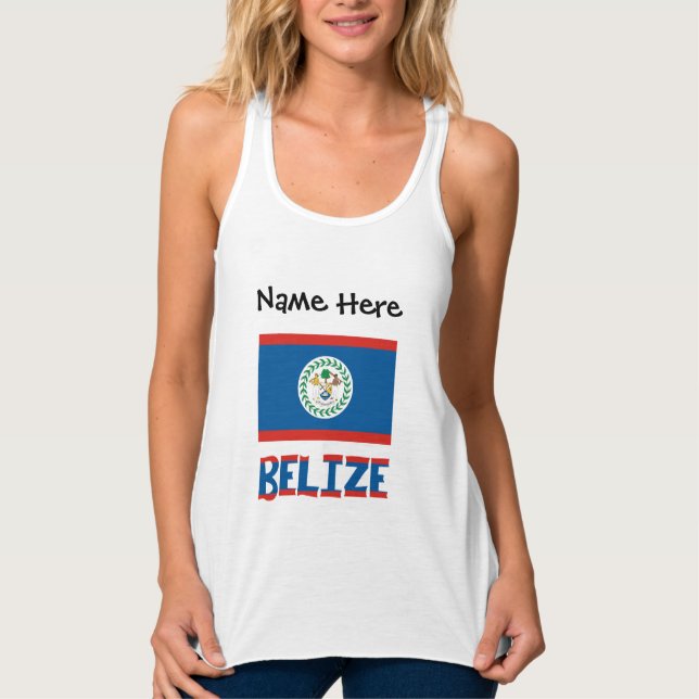 Belize Belizeansk Flagga Personlig  Linne Med Racerback (Framsida)