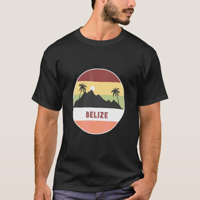 Belize Berg Och Palmer T Shirt (Framsida)