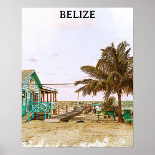 Belize Caribbean Beach Scenery Poster