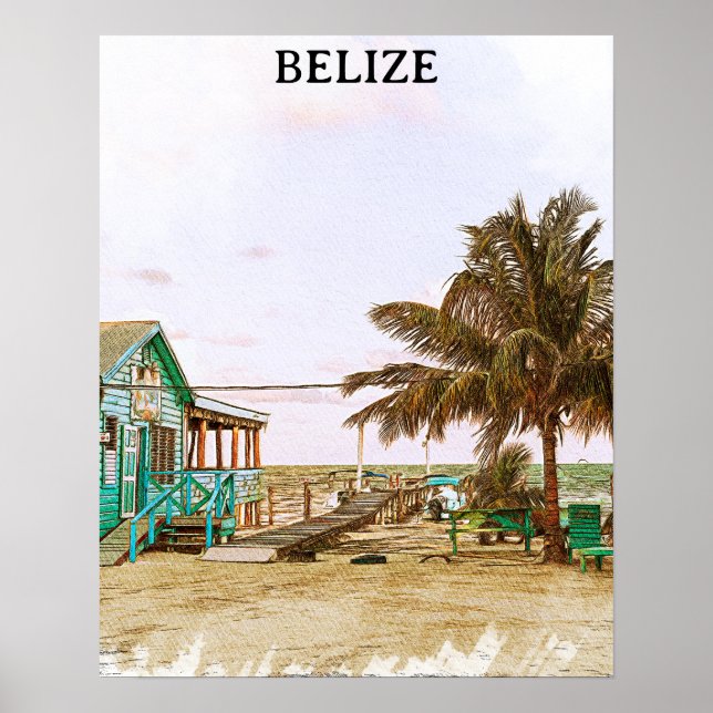 Belize Caribbean Beach Scenery Poster (Framsidan)