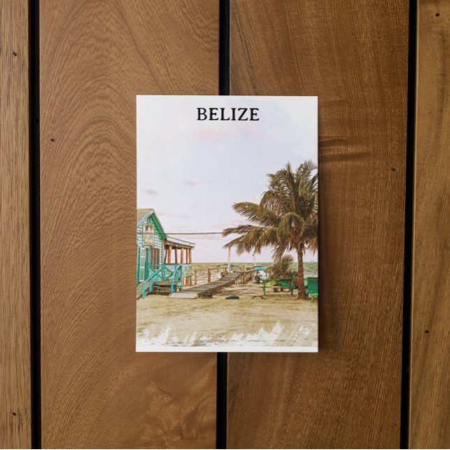 Belize Caribbean Beach Scenery Vykort (belize tropical beach postcard)