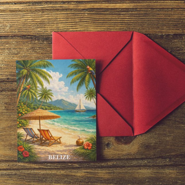 Belize Caribbean Tropical Vintage Travel Vykort (Belize Caribbean Tropical Vintage Travel Postcard)