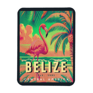 Belize Central America Vintage Tropical 1950-talet Magnet