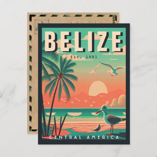 Belize Centralamerika Vintage Tropisk 1950-tal Vykort (Fram/baksida)