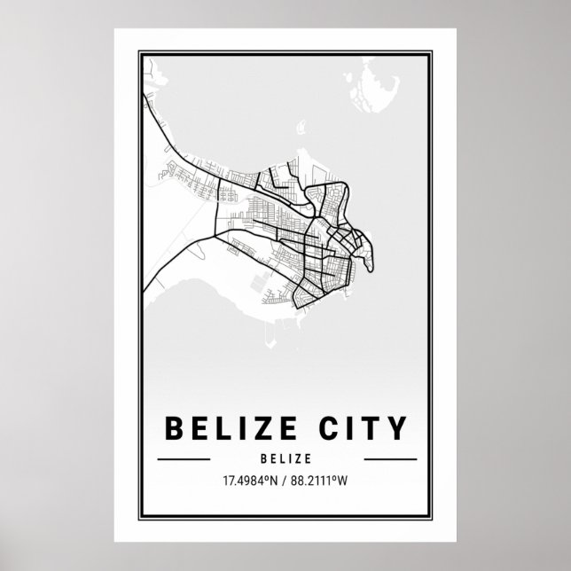 Belize City Belize Cities Travel City Karta Poster (Framsidan)