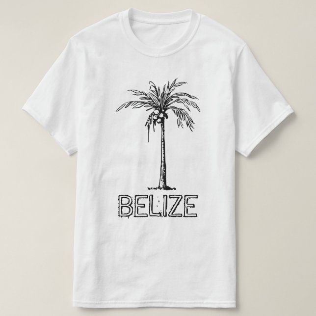 Belize coconut träd svartvit design t shirt (Design framsida)