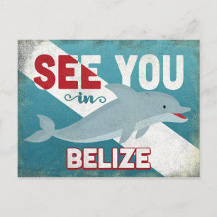 Belize Dolphin - Retro Vintage resor Vykort