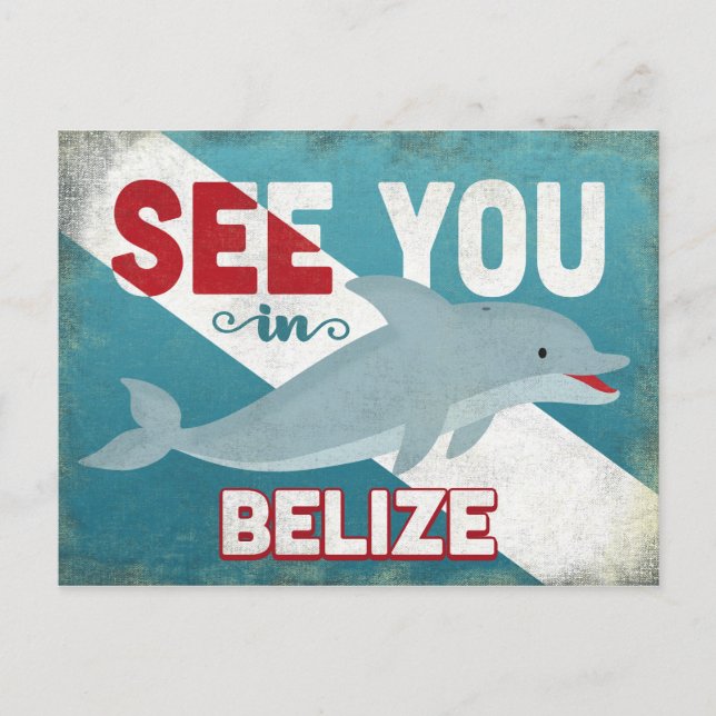 Belize Dolphin - Retro Vintage resor Vykort (Framsida)
