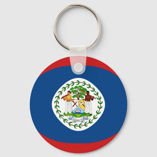 Belize Fisheye Flagga Keychain Nyckelring (Framsida)