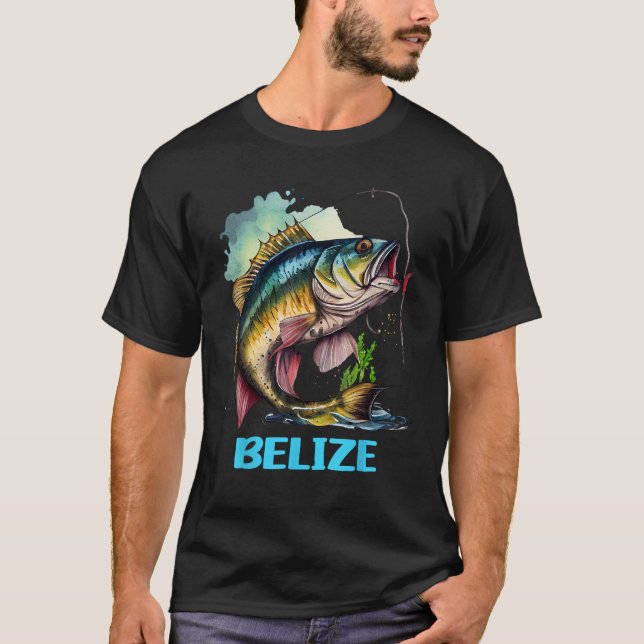 Belize Fishher Fisher Fish Souvenir Memorabil, Res T Shirt (Framsida)