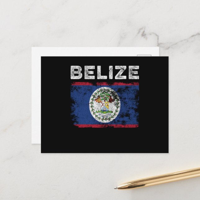 Belize Flag Distressed - Belizean Flag Vykort (Fram/Back In Situ)