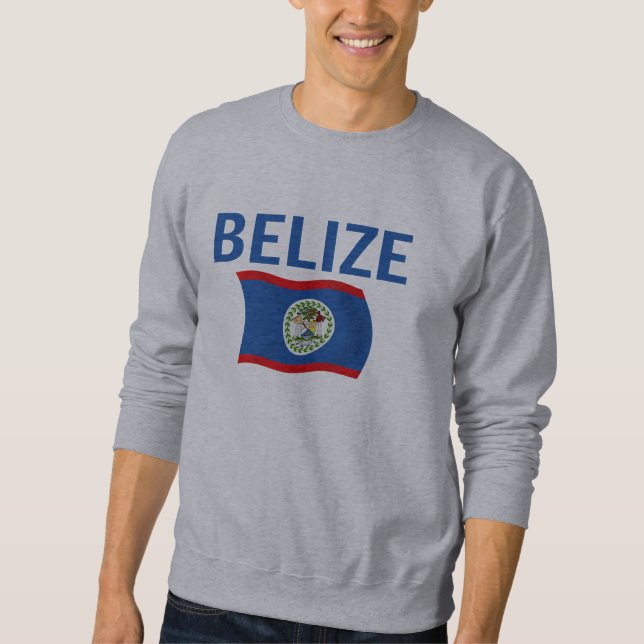 Belize flagga 1 (vågigt), långärmad tröja (Framsida)
