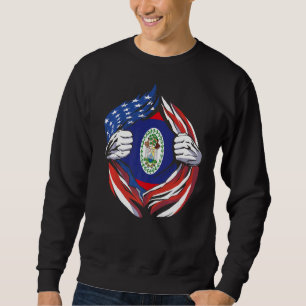 Belize Flagga American Proud of My Belizean Herita Lång Ärmad Tröja