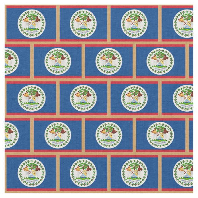 Belize Flagga & Belize mode Fabric/sport Tyg (Närbild)