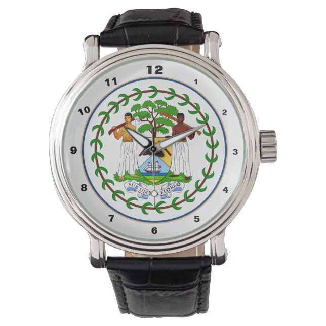 Belize Flagga & Belize trendig mode /design watch Armbandsur (Framsida)