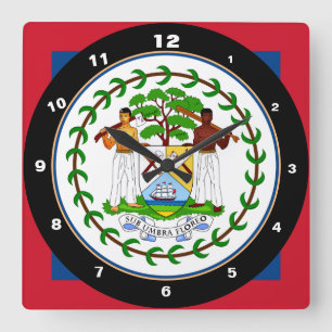 Belize Flagga & Belize trendig mode / designklocka Fyrkantig Klocka