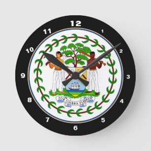 Belize Flagga & Belize trendig mode / designklocka Rund Klocka