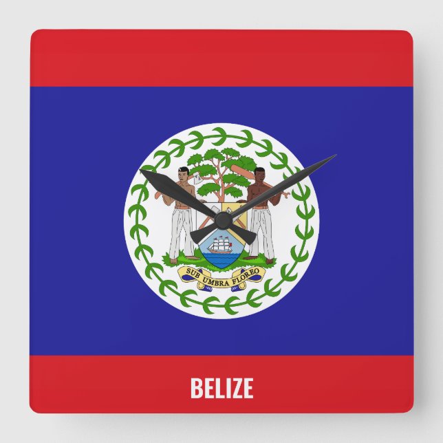 Belize Flagga Dazzling Patriotic Fyrkantig Klocka (Framsida)