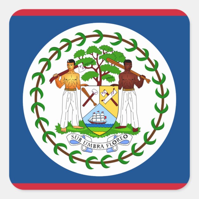 Belize Flagga Fyrkantigt Klistermärke (Framsida)