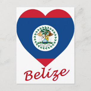 Belize Flagga Heart Vykort
