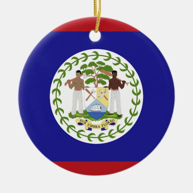 Belize flagga julgransprydnad keramik (Framsidan)