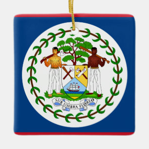 Belize Flagga Julgransprydnad Keramik