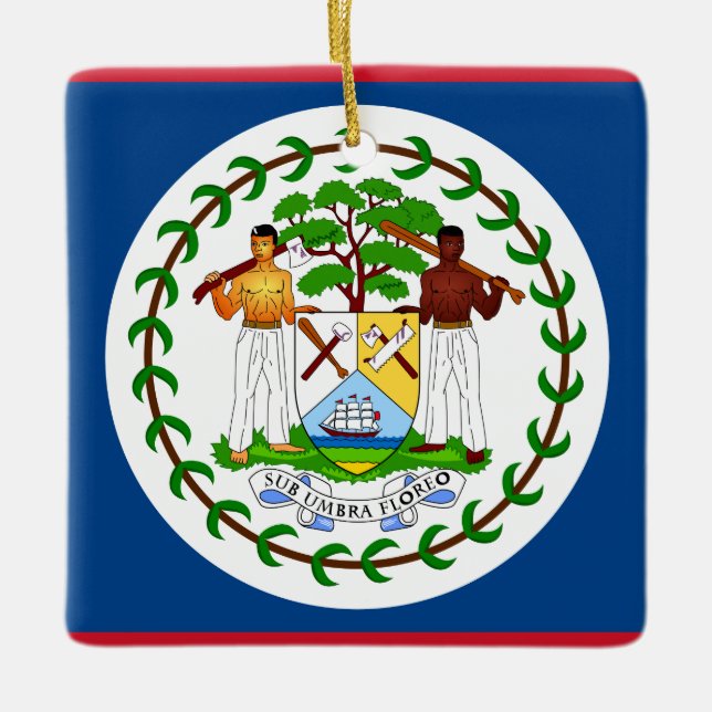 Belize Flagga Julgransprydnad Keramik (Framsida)