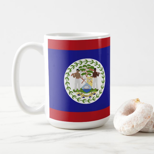 Belize flagga kaffemugg (Med munk)