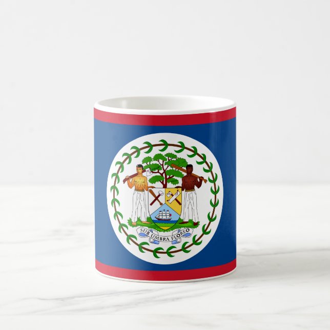 Belize Flagga Kaffemugg (Center)