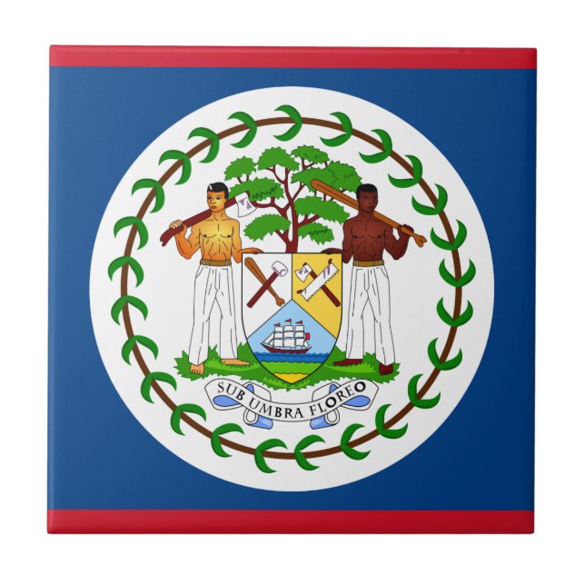 Belize Flagga Kakelplatta (Framsidan)