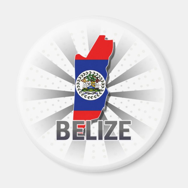 Belize Flagga Karta 2.0 Magnet (Framsidan)