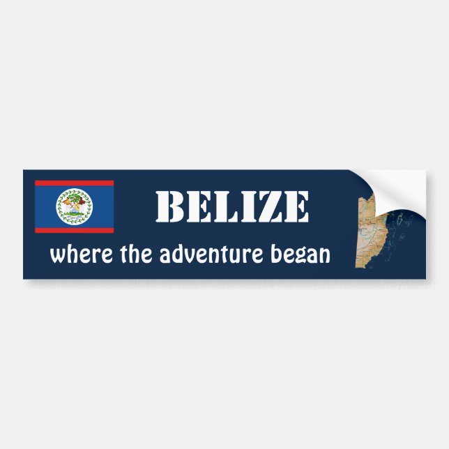 Belize Flagga + Karta Bildäckslapp Bildekal (Framsidan)