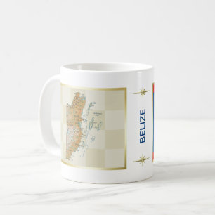 Belize flagga + Kartamugg Kaffemugg