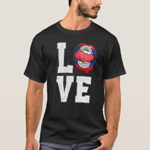 Belize Flagga Oceanen Fläkt Kärlek Belizer T Shirt