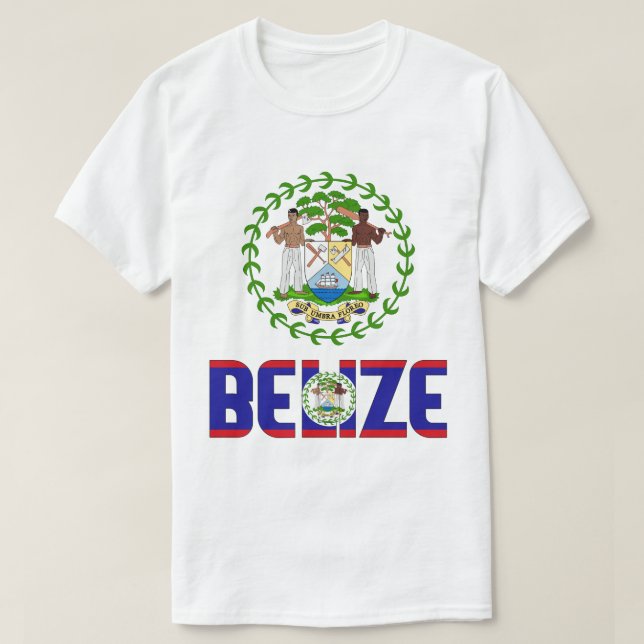 Belize Flagga och Jackar av Arm Patriotic T Shirt (Design framsida)