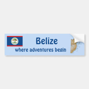 Belize Flagga och Karta Bildäckslapp Bildekal