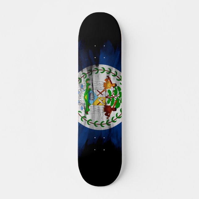 Belize flagga penseldrag, nationell flagga mini skateboard bräda 18,5 cm (Framsida)