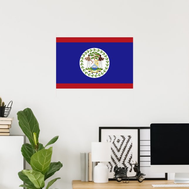Belize flagga poster (Hemmakontoret)