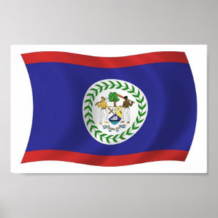 Belize Flagga Poster Skriv ut
