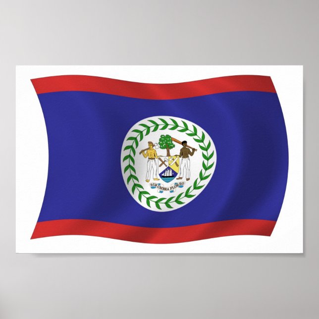 Belize Flagga Poster Skriv ut (Framsidan)