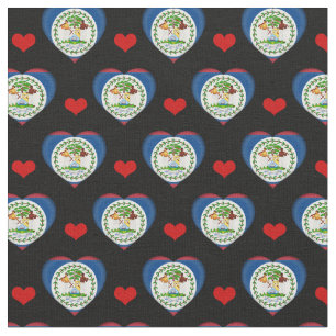 Belize Flagga & Red Heart mode Fabric/Belize Tyg