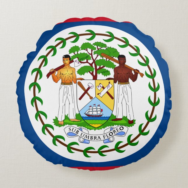 Belize Flagga Rund Kudde (Framsidan)