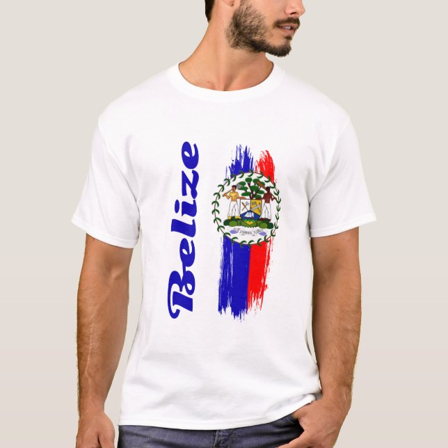 Belize Flagga T Shirt (Framsida)
