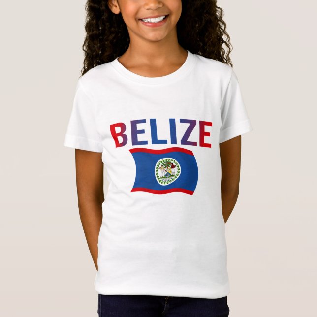 Belize flagga - Tri-Färg Tee Shirt (Framsida)